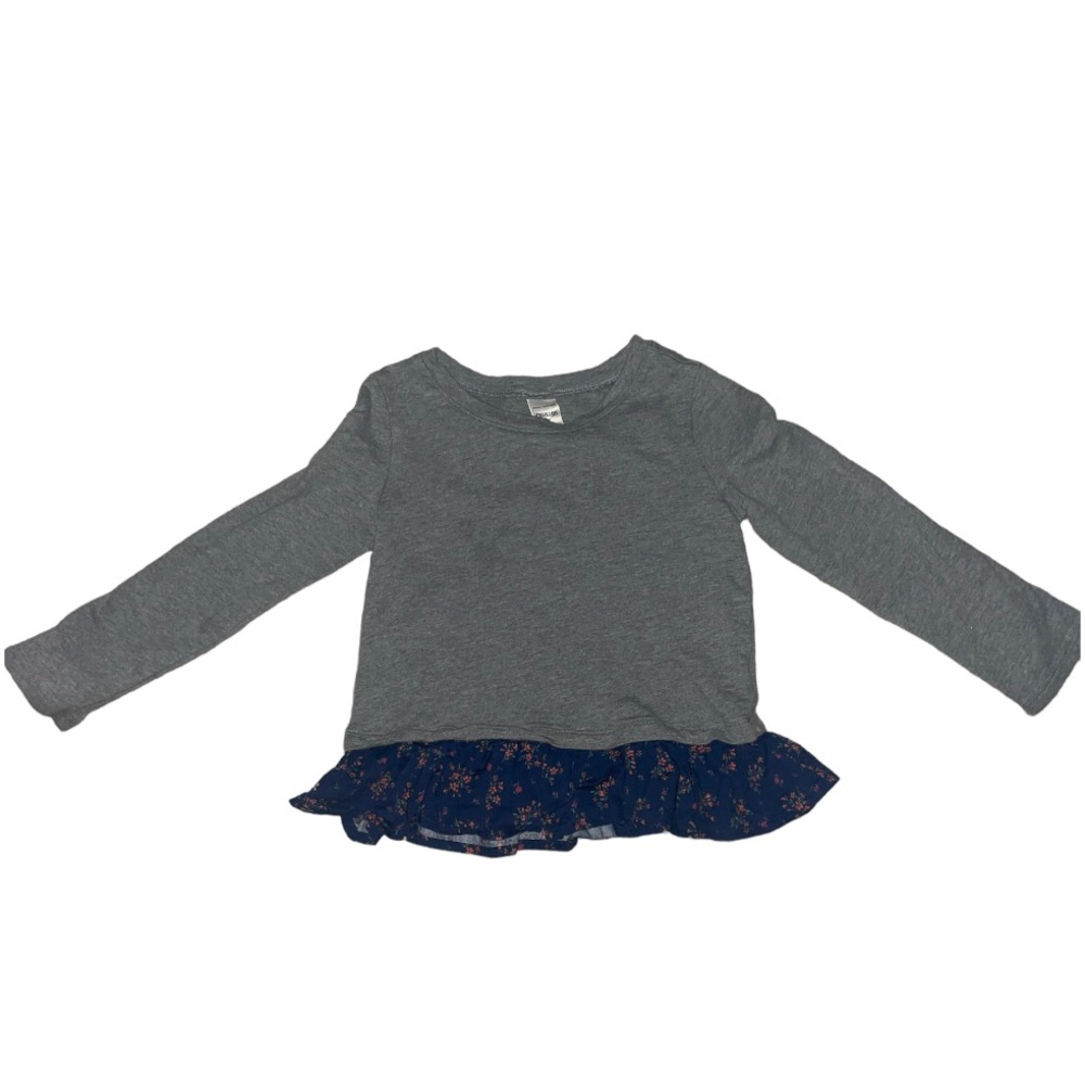 OshKosh B’gosh grey and floral long sleeve ruffled blouse.